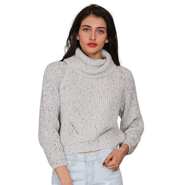 Simplee Autumn winter turtleneck sweater