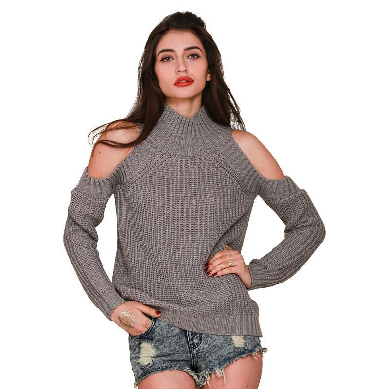 Turtle neck off shoulder women sweater women tricot pullover jumpers style