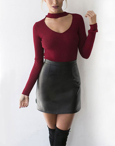 Slim fit v neck knitted Top cashmere sweater jumper casual style