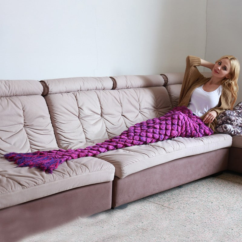 Tassels Purple Mermaid Tail Blanket